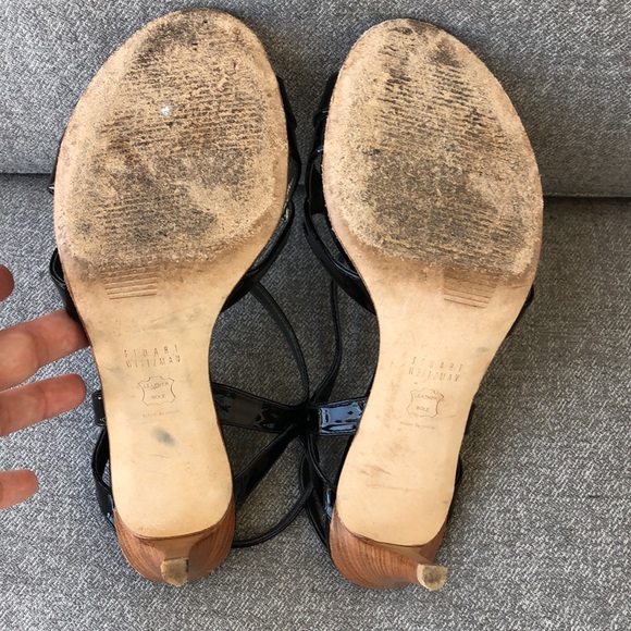 STUART WEITZMAN - Operetta Black Patent Strappy Heeled Sandals - Picture 10 of 13